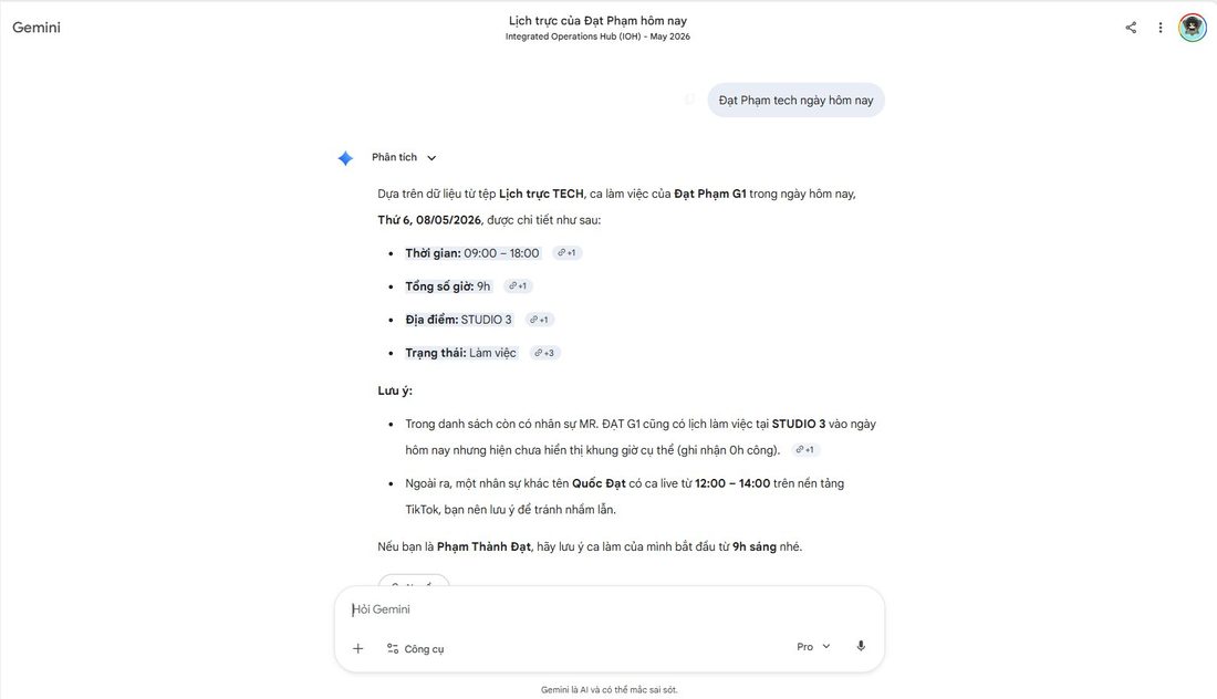 Gemini trả lời Tech Đạt Phạm